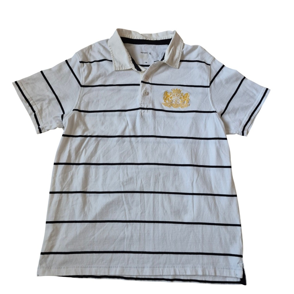 Old Navy Mens Classic Fit Striped Polo Shirt Gold Emblem Size XLβ